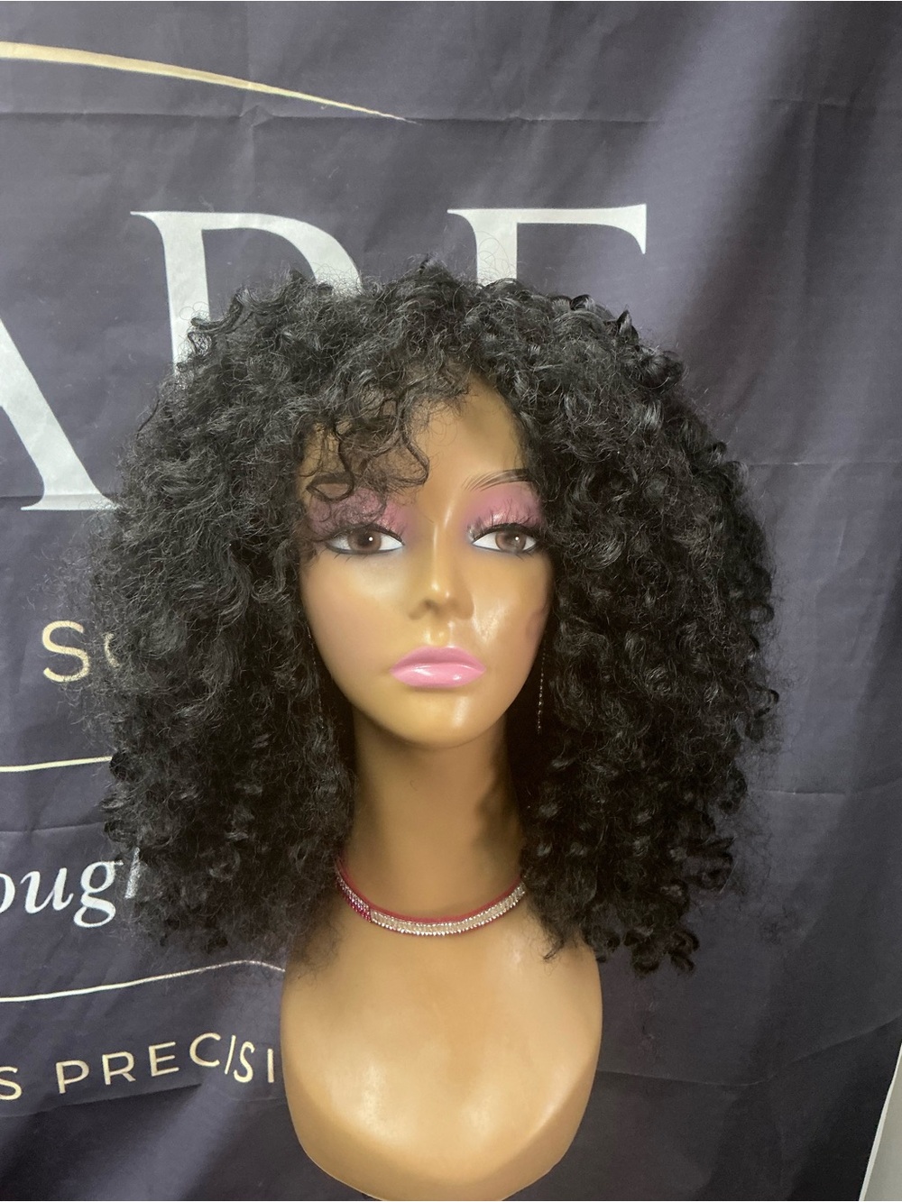 Natural Black Curly Lace Front Wig - Stylish Volume